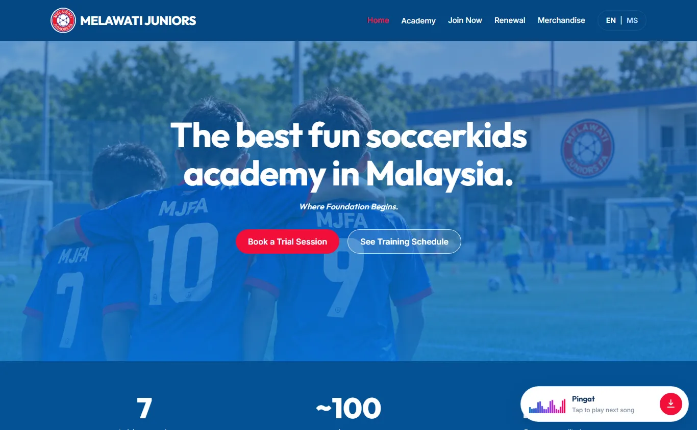 Melawati Juniors Football Academy home page